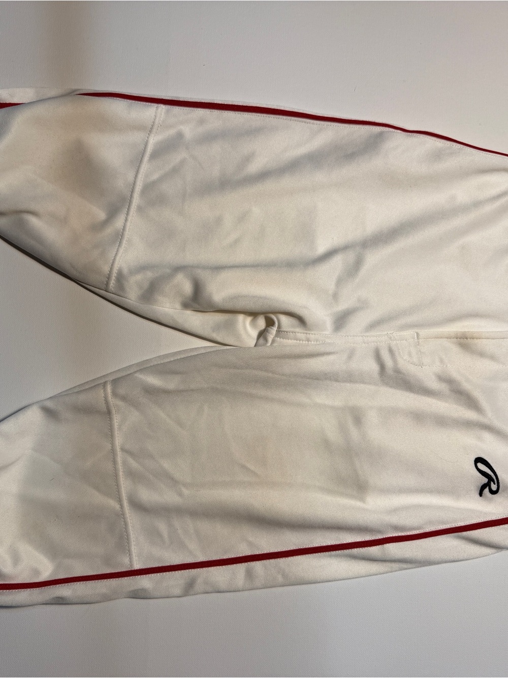 Cream Pants with Gray Waistband and Red‎ Script Baseball